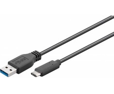 Goobay Sinchronizavimo ir įkrovimo itin greitas USB-C į USB A 3.0 įkrovimo laidas, 1 m, 1 m, USB A, USB C, 5 Gbit/s, juodas