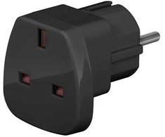 Goobay kelioninis adapteris iš JK į ES, juodas, F tipas, G tipas (JK), tiesus, tiesus, 250 V, 13 A