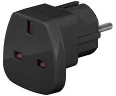 Goobay kelioninis adapteris iš JK į ES, juodas, F tipas, G tipas (JK), tiesus, tiesus, 250 V, 13 A