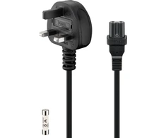 Goobay Jungiamojo laido kištukas UK tinklui, 1,5 m, juodas, 1,5 m, G tipo kištukas, C7 jungtis, H03VVH2-F, 230–250 V