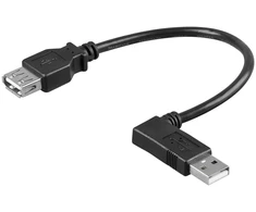 Goobay USB 2.0 Hi-Speed prailginimo kabelis 90°, 0,3 m, 0,3 m, USB A, USB A, USB 2.0, 0,48 Gbit/s, Juoda