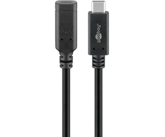 Goobay USB-C prailginimo kabelis USB 3.2 2-oji karta, 1 m, juodas, 1 m, USB C, USB C, USB 3.2 Gen 2 (3.1 Gen 2), 10 Gbit/s, juodas