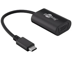 Goobay USB-C į VGA adapteris, juodas, 0,2 m, 0,2 m, USB Type-C, VGA (D-Sub), kištukas, lizdas, tiesus