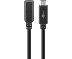 Goobay USB-C prailginimo kabelis USB 3.2 2-oji karta, 1 m, juodas, 1 m, USB C, USB C, USB 3.2 Gen 2 (3.1 Gen 2), 10 Gbit/s, juodas