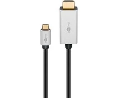 Kabelis USB Goobay USB-C - HDMI 2 m Juodai-sidabrinė (RB60174)