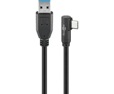 Goobay USB-C į USB A 3.0 kabelis, 90°, juodas, 2 m, USB A, USB C, USB 3.2 Gen 1 (3.1 Gen 1), 5 Gbit/s, juodas