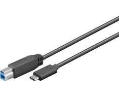 Goobay 67986, 1 m, USB B, USB C, USB 3.2 Gen 1 (3.1 Gen 1), vyriškas/vyriškas, juoda