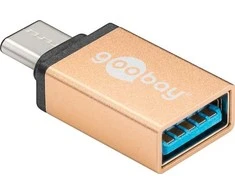 Goobay USB-C, USB A OTG SuperSpeed adapteris, skirtas prijungti įkrovimo kabelius 3.0, auksinis, USB-C, USB-A, auksinis