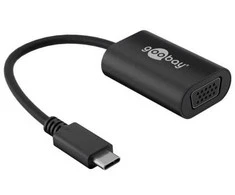 Goobay USB-C į VGA adapteris, juodas, 0,2 m, 0,2 m, USB Type-C, VGA (D-Sub), kištukas, lizdas, tiesus