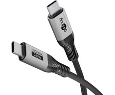 Kabelis USB Goobay USB4 wersja 2.0 USB-C su tekstylną osłoną 240 W 40 Gbit/s Power Delivery 1.5 m Juodai-sidabrinė (RB74776)