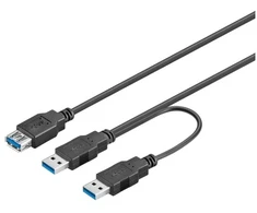 Goobay USB-A – 2x USB-A laidas, 0,3 m juodas (RB95749)