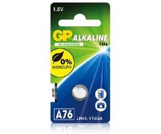 GP Battery GP Baterijos Šarminės Elementai A76, Vienkartinės baterijos, Šarminės, 1,5 V, 1 vnt., Nerūdijančio plieno, 5,4 mm