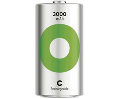 GP Battery GP Baterijos Recyko 3000 C, 3000 mAh, Nikelio-metalo hidrido (NiMH), C, 1,2 V, Žalia, Sidabrinė, 2 vnt.