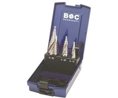 Grąžtas Bohrcraft Spiralinis trinkelių frezavimo staklės STB3-KS 4-12/4-20/4-30mm HSS-G - 3 dalys - ABS dėžutė
