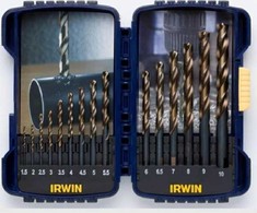 Grąžtas IRWIN RINKINYS 15 vnt. 1,5 mm, 2 mm, 2,5 mm, 3 mm, 4 mm, 4,5 mm, 5 mm, 5,5 mm, 6 mm, 6,5 mm, 7 mm, 8 mm, 9 mm, 10 mm