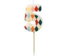 Party Deco PartyDeco gimtadienio žvakė Nr. 5, rombo formos, 55 cm, mišinio spalva 67240