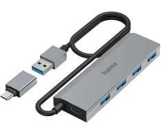 Hama USB šakotuvas 00200138 / USB Hub A&amp;C pilka spalva