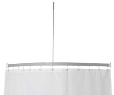Handelsfirmaet Van Der P. ApS Plokščias kampinis bėgelis 90x90 - Kampinis strypas su lubų atrama / užuolaidų žiedais 15x33 mm. Pilkas lakas.