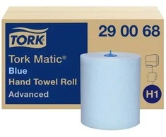 Mėlyna Popieriniai rankšluosčiai Tork Matic Soft Mėlyna Advanced H1 (290068), 2 sluoksniai, melsvos spalvos, 150m, 612 lapelių