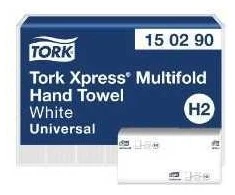 Tork „Xpress H2 Multifold“ dvisluoksniai rankšluosčiai, balti, 100 % perdirbti – (21 pakuotė x 226 vnt./dėžutėje)