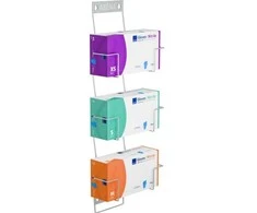 Pirštinių lentynėlė, ABENA Flexi rack, 12,5 cm x 260 x 630 mm, sidabrinė, nerūdijančio plieno, 3 dėžėms, reguliuojamo dydžio