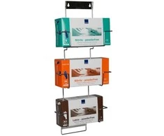 Pirštinių lentynėlė, ABENA Flexi rack, 12,5 cm x 260 x 630 mm, sidabrinė, nerūdijančio plieno, 3 dėžėms, reguliuojamo dydžio