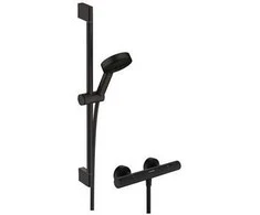 Hansgrohe HG Pulsify Select S - Brusesystem 105 m termostatas ir šepečio atrama 65 cm kilimėlis, juodas
