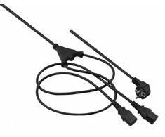 helos Netzanschluss-Y-Kabelis, Schutzkontaktstecker auf 2 x C13, juodas, 2,0m