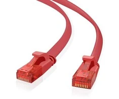 helos Patchkabel Cat 6 Ultraflach U/UTP RJ45 raudona 7,5m AWG32