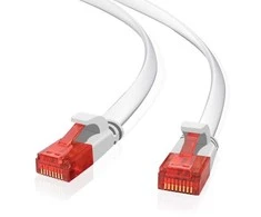 „helos“ jungiamasis kabelis „Cat 6 Ultraflach U/UTP RJ45“ baltas 7,5m AWG32