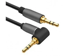 helos Anschlusskabel, Klinke 3,5mm Stecker/Stecker 90°, PREMIUM, 2,0m, juodas