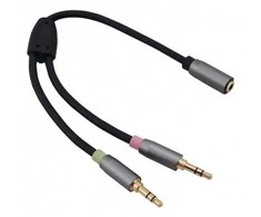 helos Adapterkabel, Klinke 3,5mm Buchse/2x Klinke 3,5mm Stecker,PREMIUM, juodas