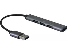 HUB USB helos Helos HUB, 4in1 USB-A 3.0 St./3x USB-A 2.0 Bu. + 1x USB-A 3.0 Bu., spacegrau hochwertiges Aluminiumgehäuse , bis zu 5 Gbit/s dank USB 3.0 Standard , Plug &amp; Play , USB-A 3.0 St. HUB mit 3x USB-A 2.0 Bu. und 1x USB-A 3.0 Bu. , PREMIUM , CE-zer