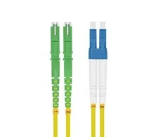 Helos šviesolaidinis kabelis E2000® APC (LSH)/LC Duplex 9/125 µm OS2 geltonas 2,0 m