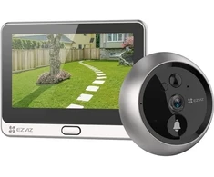 Hik Vision EZVIZ išmanusis belaidis durų stebėjimo įrenginys, WiFi, 1080p HD su dvipusiu garsu, naktiniu matymu, 4600 mAh įkraunama baterija, PIR asmenų aptikimu, 4,3 colio spalvotu ekranu, „MicroSD“ kortelės lizdu arba įrašymu į debesį (318500032)