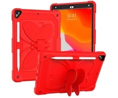 Holmes IPAD 10.2" (2021 / 2020 / 2019) VAIKŲ DANGTELIS – DRUGELIO FORMOS DANGTELIS SU ATSTUMAIS KOJELE – RAUDONAS