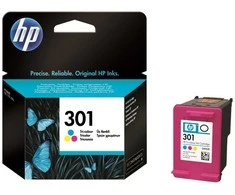 HP 301 trijų spalvų originali rašalo kasetė, standartinio našumo, žydra, rausvai raudona, geltona, dažų pagrindu pagamintas rašalas, 3 ml, 1 vnt., 150 puslapių