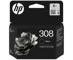 HP 308 juodo originalaus rašalo kasetė, standartinio našumo, juoda, pigmentinis rašalas, 1 vnt., 160 puslapių, po vieną pakuotėje