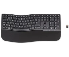 HP 680 Comfort dviejų režimų klaviatūra, viso dydžio (100%), belaidė, RF belaidė + Bluetooth, stūmoklinė klavišų jungtis, AZERTY, juoda