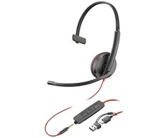 HP Blackwire 3215 Vienpusės USB-C Ausinės +3.5mm Plug +USB-C/A