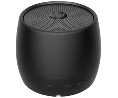 HP juoda „Bluetooth“ garsiakalbis 360, laidinis ir belaidis, nešiojamas mono garsiakalbis, juodas, cilindras, mygtukai, universalus