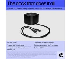 „HP Thunderbolt“ dokas 280 W G4 su kombinuotu kabeliu, Laidinis, „Thunderbolt 4“, Juoda, Kensingtonas, Kinija, Tailandas, Verslas