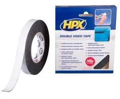 HPX dvipusė lipni juosta, juoda, 19 mm x 10 m
