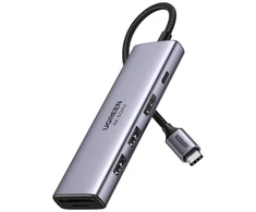 Ugreen daugiafunkcinis C tipo USB šakotuvas - 2x USB 3.2 Gen 1 / HDMI 4K 60Hz / SD ir TF kortelių skaitytuvas / C tipo USB PD 100W pilkos spalvos (60384 CM511)
