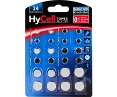 „HyCell“ mygtukų elementų rinkinys po 2x AG 1, AG 3, AG 4, 5 AG, AG 8, AG 10, AG 12, AG 13 ir 2x CR 1620, CR 2016 CR 2025 CR 2032