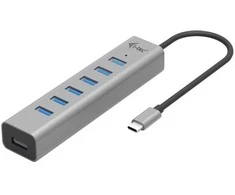 I-tec USB-C/USB-A įkrovimo metalinis HUB 7 prievadų, USB 3.2 Gen 1 (3.1 Gen 1) Type-C, USB 3.2 Gen 1 (3.1 Gen 1) Type-A, 5000 Mbit/s, pilka, 0.3 m, Android, ChromeOS, iPadOS