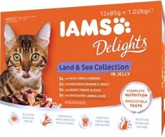 IAMS Delights LND&amp;SEAkonservuotas pašaras katėms drebučiuose, 12x85 g