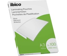 Ibico Gloss A3 Laminating Pouches 200 Micron, Glossy, Transparent, A3, 303 mm, 426 mm, 100 pc(s)