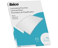 Ibico blizgūs A5 formato laminavimo vokeliai, 75 mikronai, skaidrūs (100 vnt.)