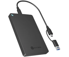 ICY BOX išorinis korpusas 2,5 colio SATA HDD/SSD diskui, USB-C/A kombinuotas kabelis, įdiegimas be įrankių (IB-201T-CU31)